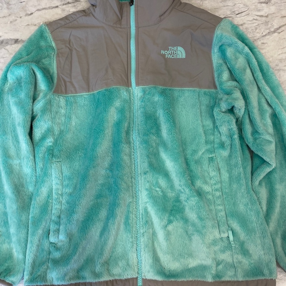 Girls North Face XL Mint Blue Zip Up